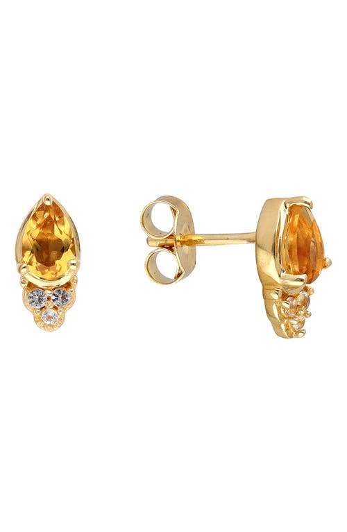Ys Gems Peridot & White Topaz Stud Earrings In Yellow