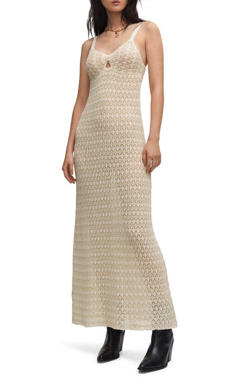 MANGO Openwork Stitch Maxi Sweater Dress in Ecru at Nordstrom, Size 10