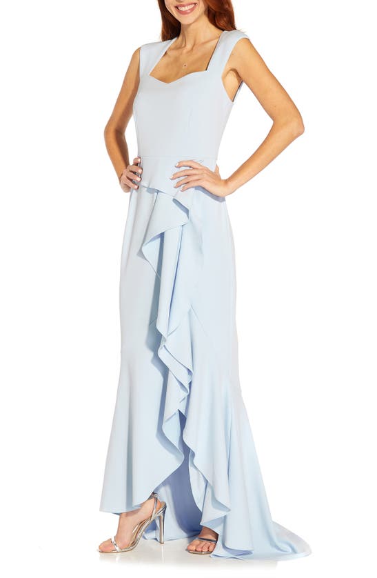 Adrianna Papell Cascade Detail Crepe Gown In Opal | ModeSens