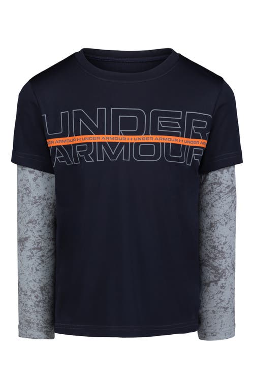 Shop Under Armour Kids' Ua Tech™ Grunge Wash Long Sleeve Performance Graphic T-shirt In Midnight Navy