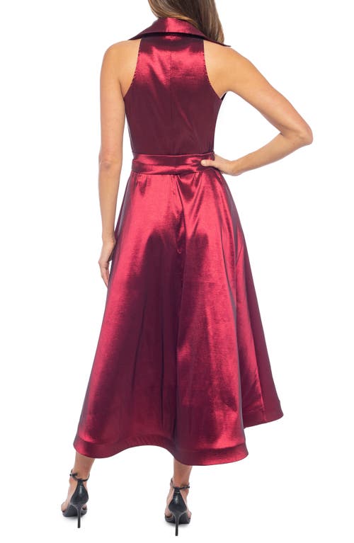 Shop Marina Bias Cut Satin Midi Shirtdress In Wine