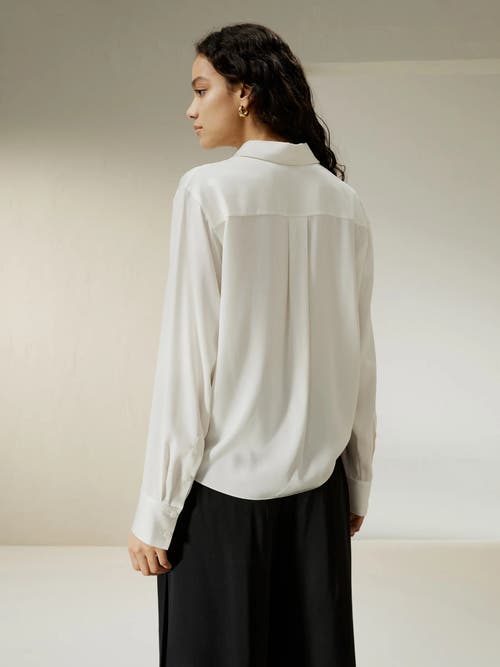 Shop Lilysilk Hem Pleated Silk Blouse In White