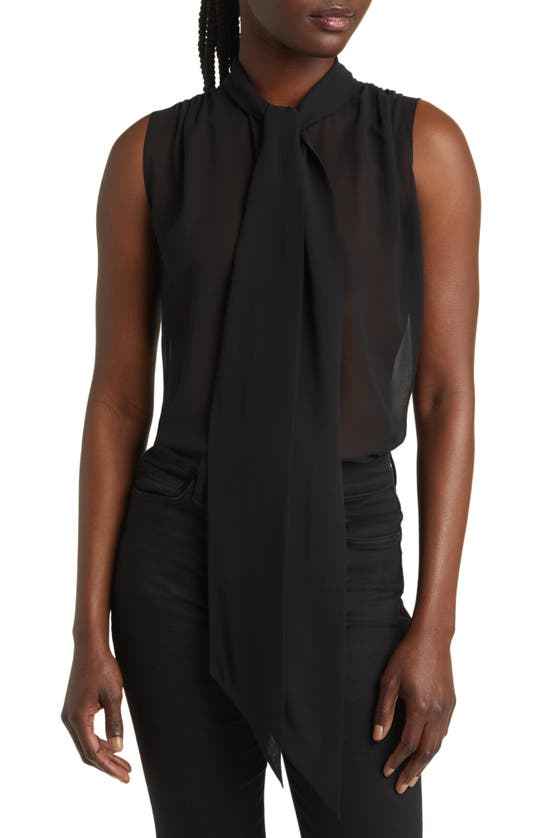 Frame Black Halterneck Silk Blouse In Black