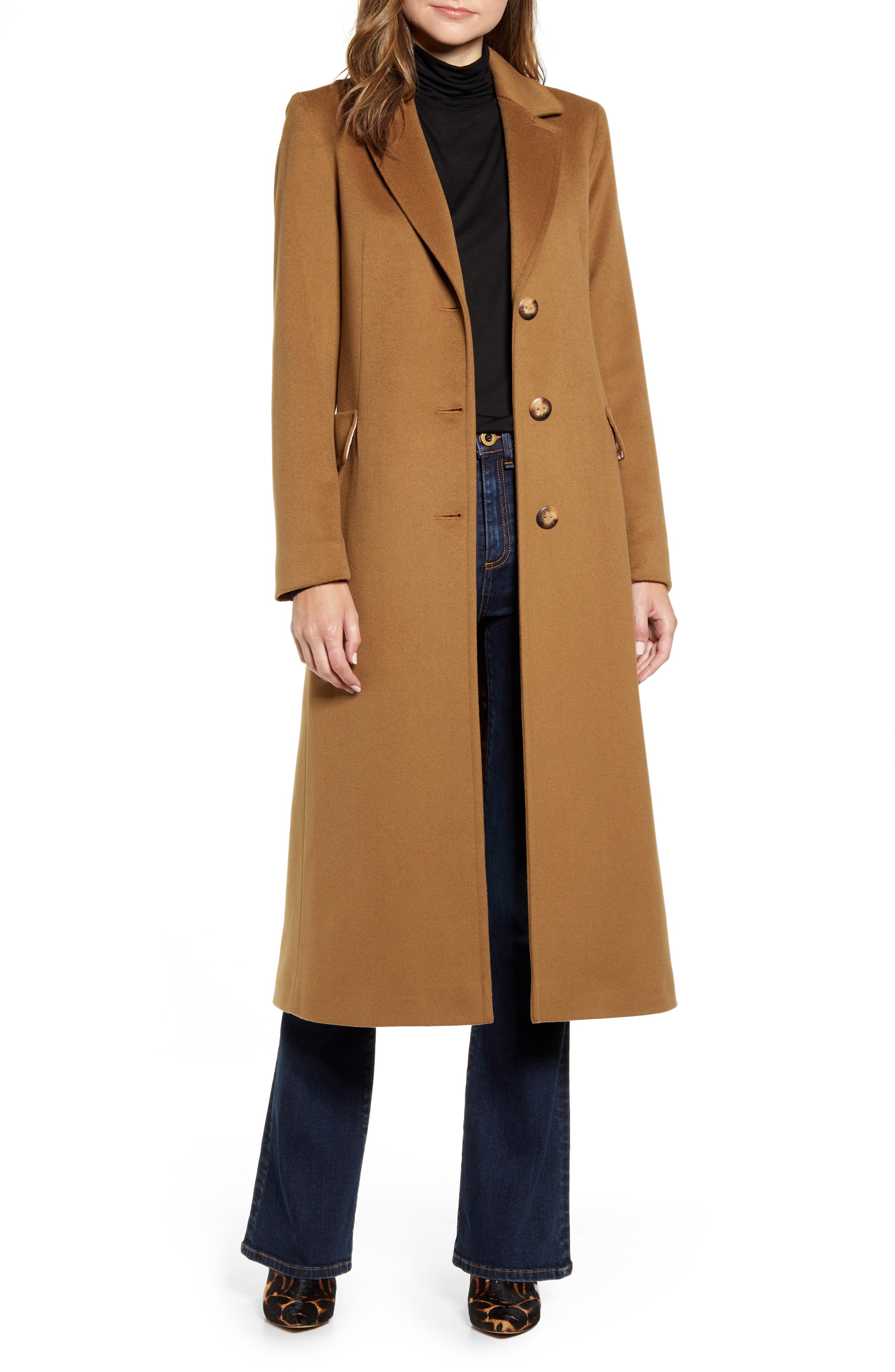 fleurette notch collar wool coat