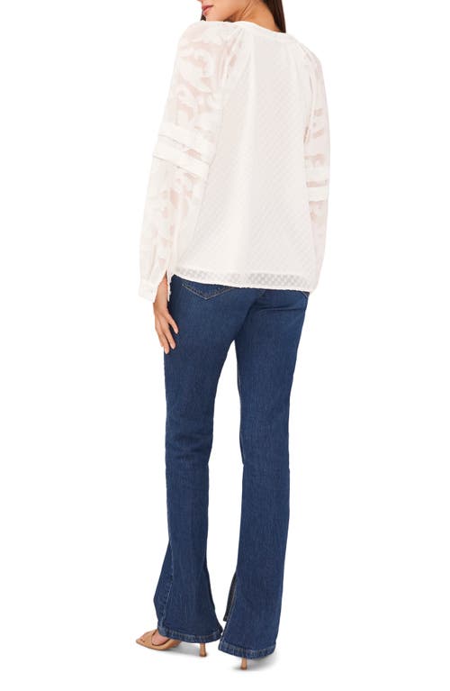 Vince Camuto Long Raglan Sleeve V-front Blouse In White