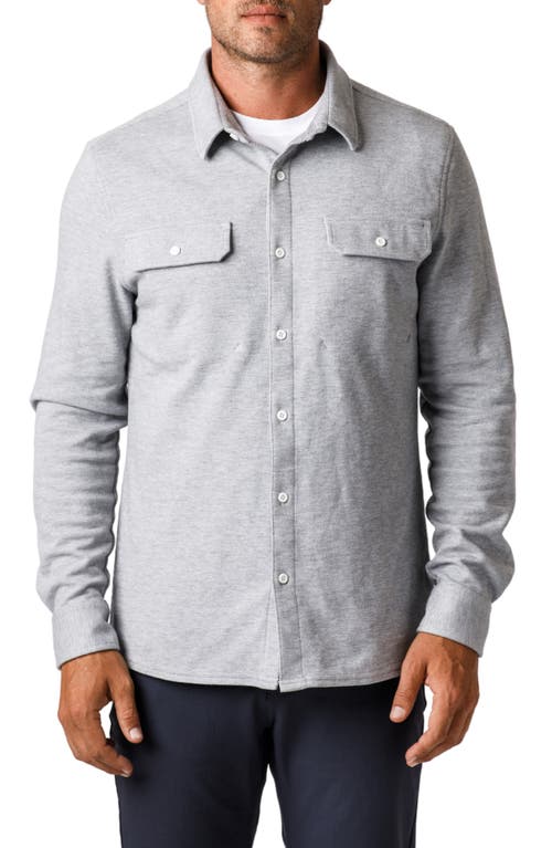 Transit Knit Button-Up Overshirt in Light Grey