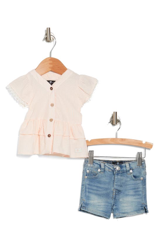 Shop 7 For All Mankind Top & Shorts Set In Peachy