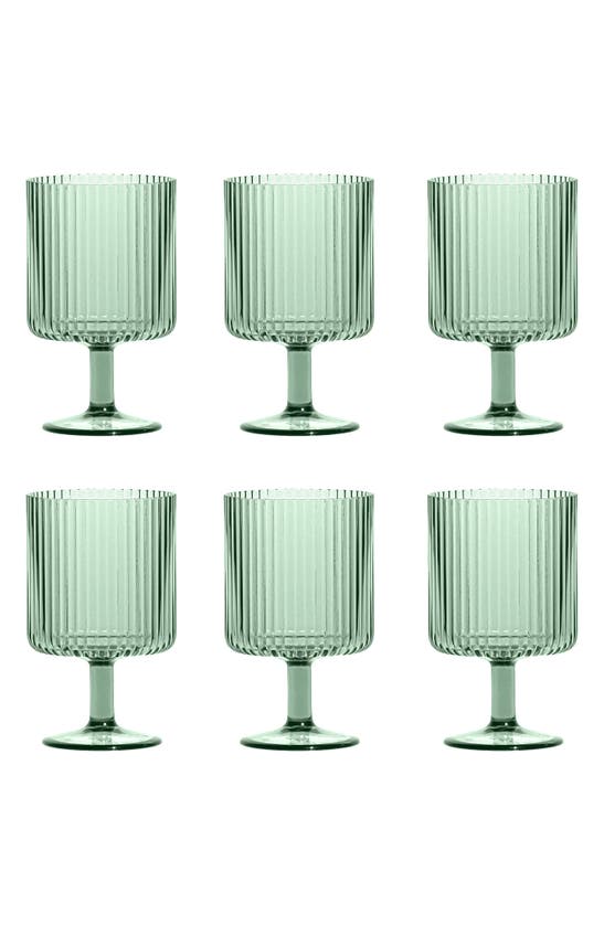 Tarhong Set Of 6 Shatterproof Mesa Stacking Goblets In Green