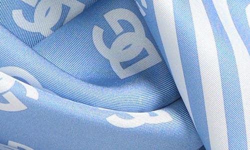 Dolce & Gabbana Silk Twill Foulard With All-over Dg Logo Print (90x90) In Light Blue