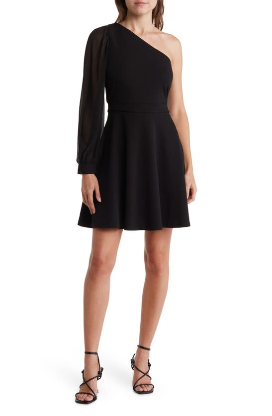 Love By Design Riley Crepe Asymmetric Dress In Black