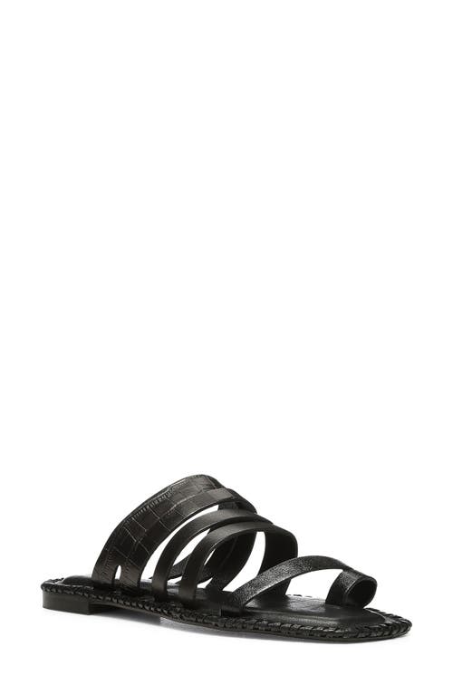 Donald Pliner Emmaline Croc Embossed Strappy Sandal Black at Nordstrom,