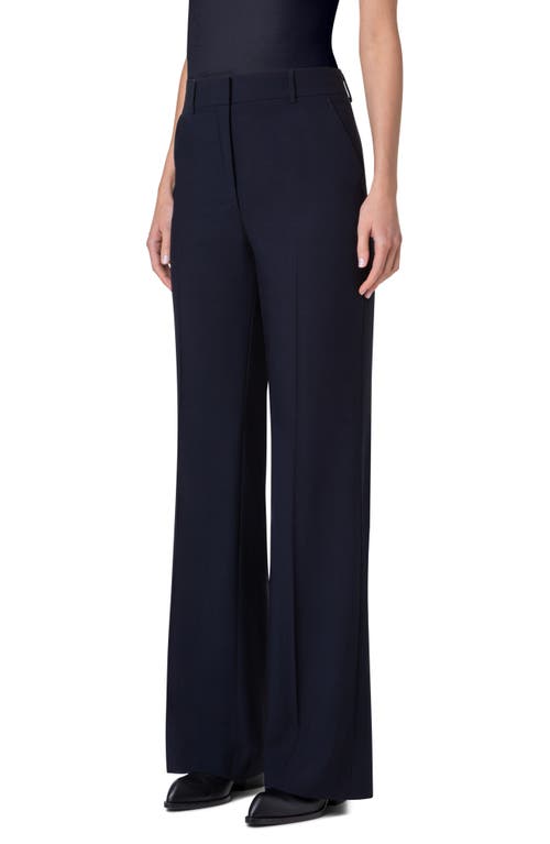 Shop Akris Florine Wool Blend Wide Leg Pants In Navy