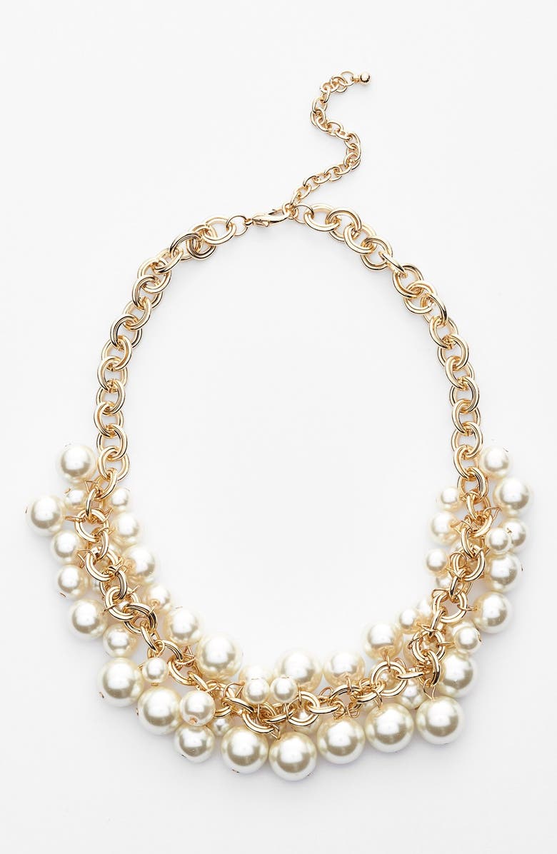 BP. Faux Pearl Cluster Frontal Necklace (Juniors) | Nordstrom