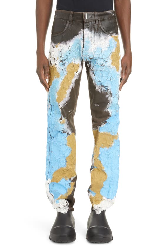 Givenchy Paint Distressed Nonstretch Jeans In Brown/ Painted | ModeSens