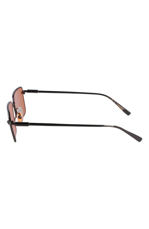 Ferragamo Gancini Evolution 57mm Rectangular Sunglasses In Dark Gun/orange
