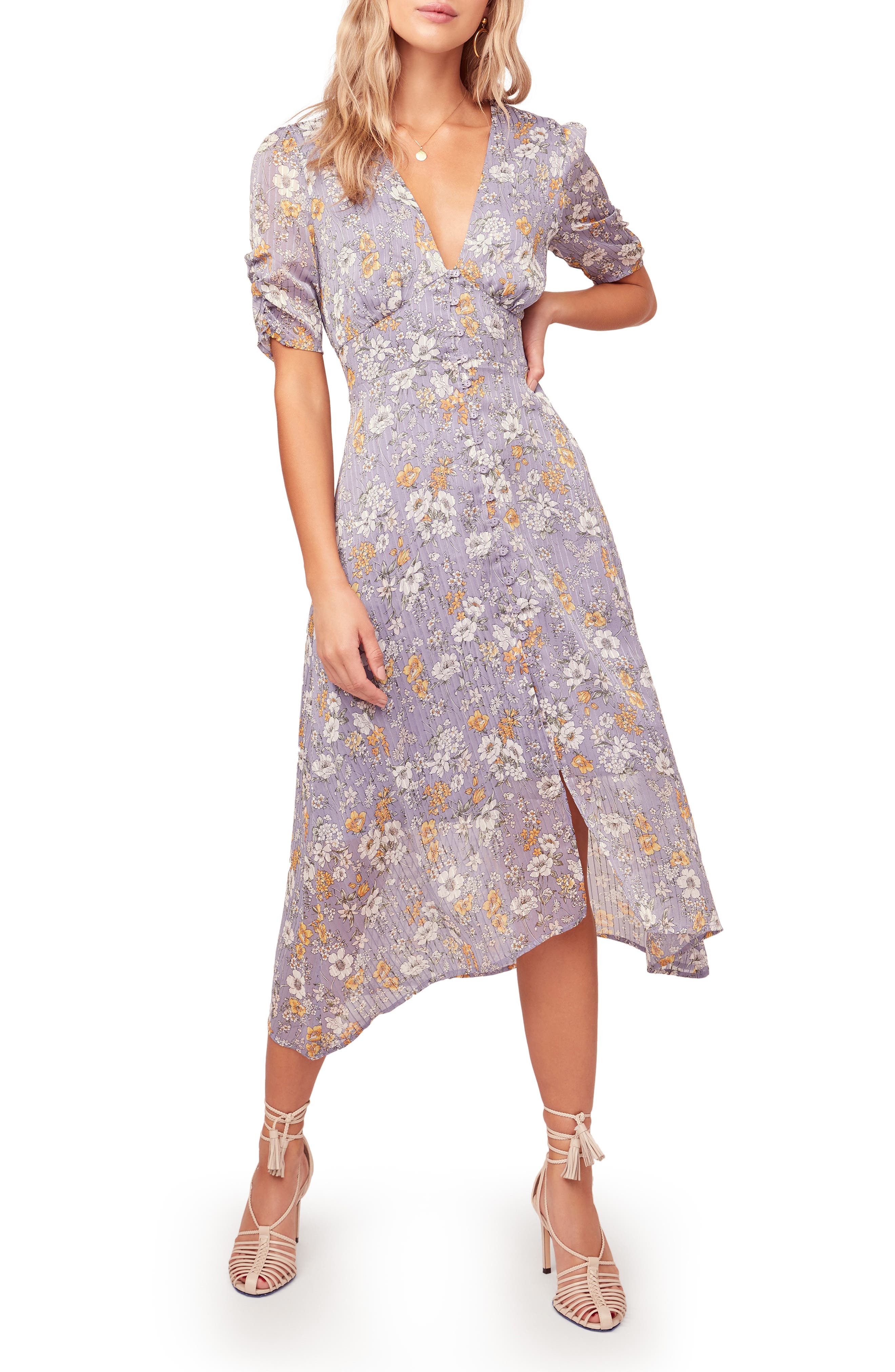 Astr The Label Soleil Plunge Corset Bodice Midi Sundress, Purple