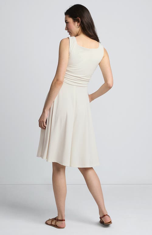 Shop Lands' End Cupro Fit And Flare Sleeveless Dress In Ivory