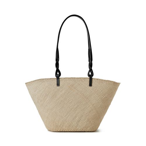 Shop Mulberry Raffia Basket Tote In Natural-black