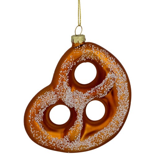 Northlight 4.5" Salted Soft Pretzel Glass Christmas Ornament In Bronze