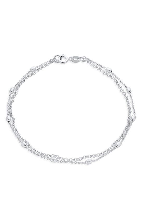 Shop Bling Jewelry Beaded Chain Anklet In Silver