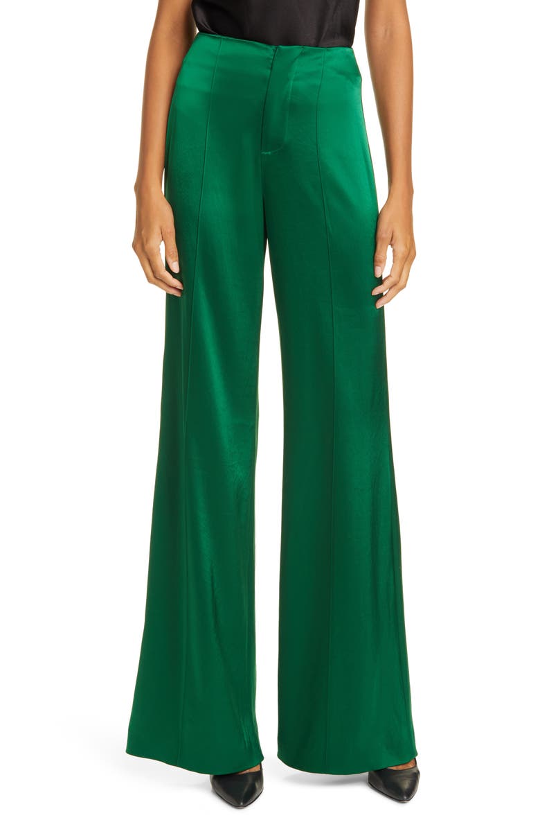 Alice + Olivia Dylan High Waist Wide Leg Satin Pants | Nordstrom