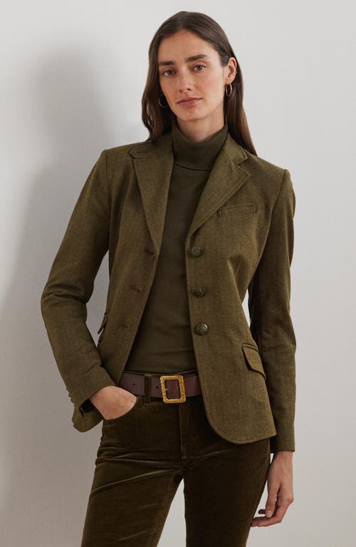 Shop Lauren Ralph Lauren Herringbone Jacquard Blazer In Botanic Green/circuit Brown