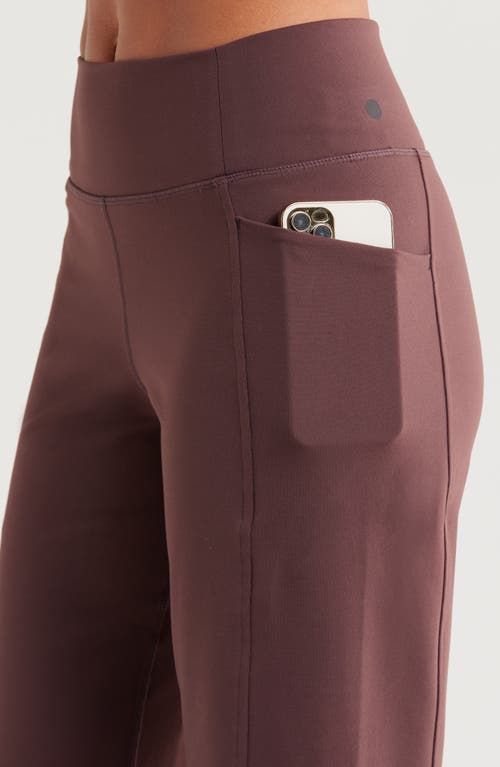 Shop Zella Zelfit High Waist Wide Leg Pocket Pants In Burgundy Fudge