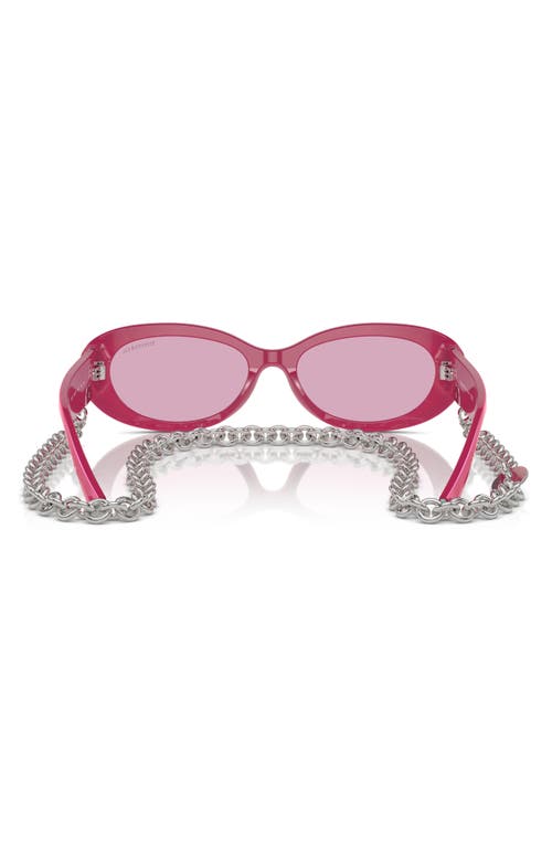 Shop Tiffany & Co . 54mm Oval Sunglasses With Chain In Fuchsia/violet