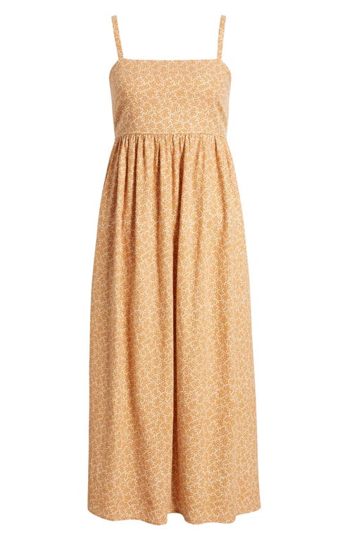 Shop Treasure & Bond Floral Linen Blend Midi Sundress In Tan B- Ivory Leaflet Dot