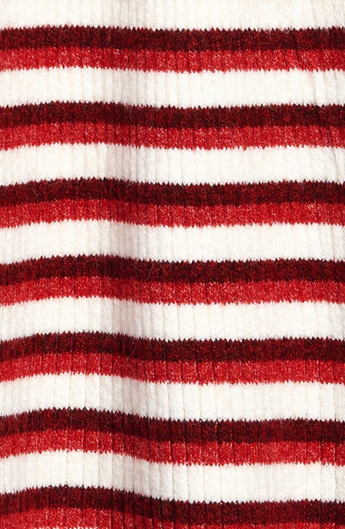 Nordstrom Matching Family Moments Stripe Ruffle Sweater Dress In Ivory Egret- Red Stripe