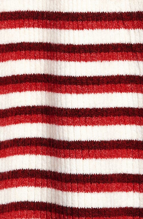 Shop Nordstrom Matching Family Moments Stripe Ruffle Sweater Dress In Ivory Egret- Red Stripe