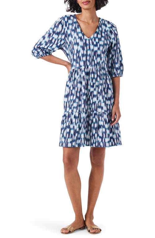 Nzt By Nic+zoe Elbow Sleeve Cotton Minidress In Blue Multi