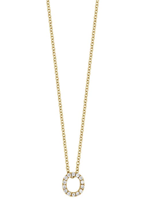 18k Gold Pavé Diamond Initial Pendant Necklace in Yellow Gold - O
