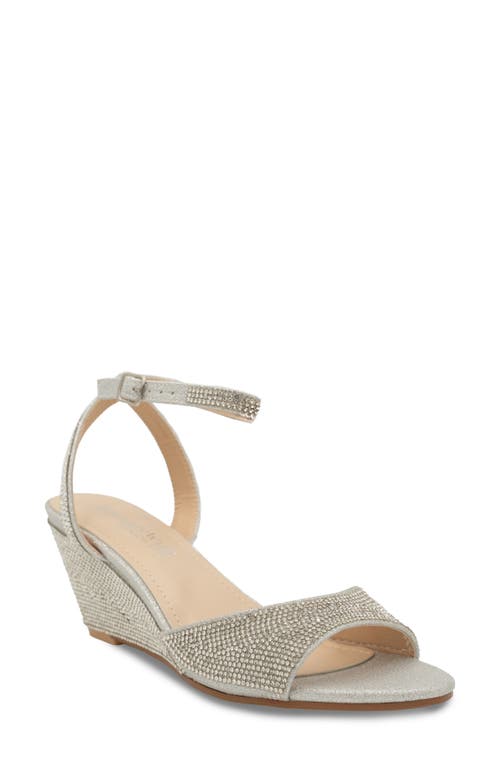 Moxie Ankle Strap Wedge Sandal in Silver