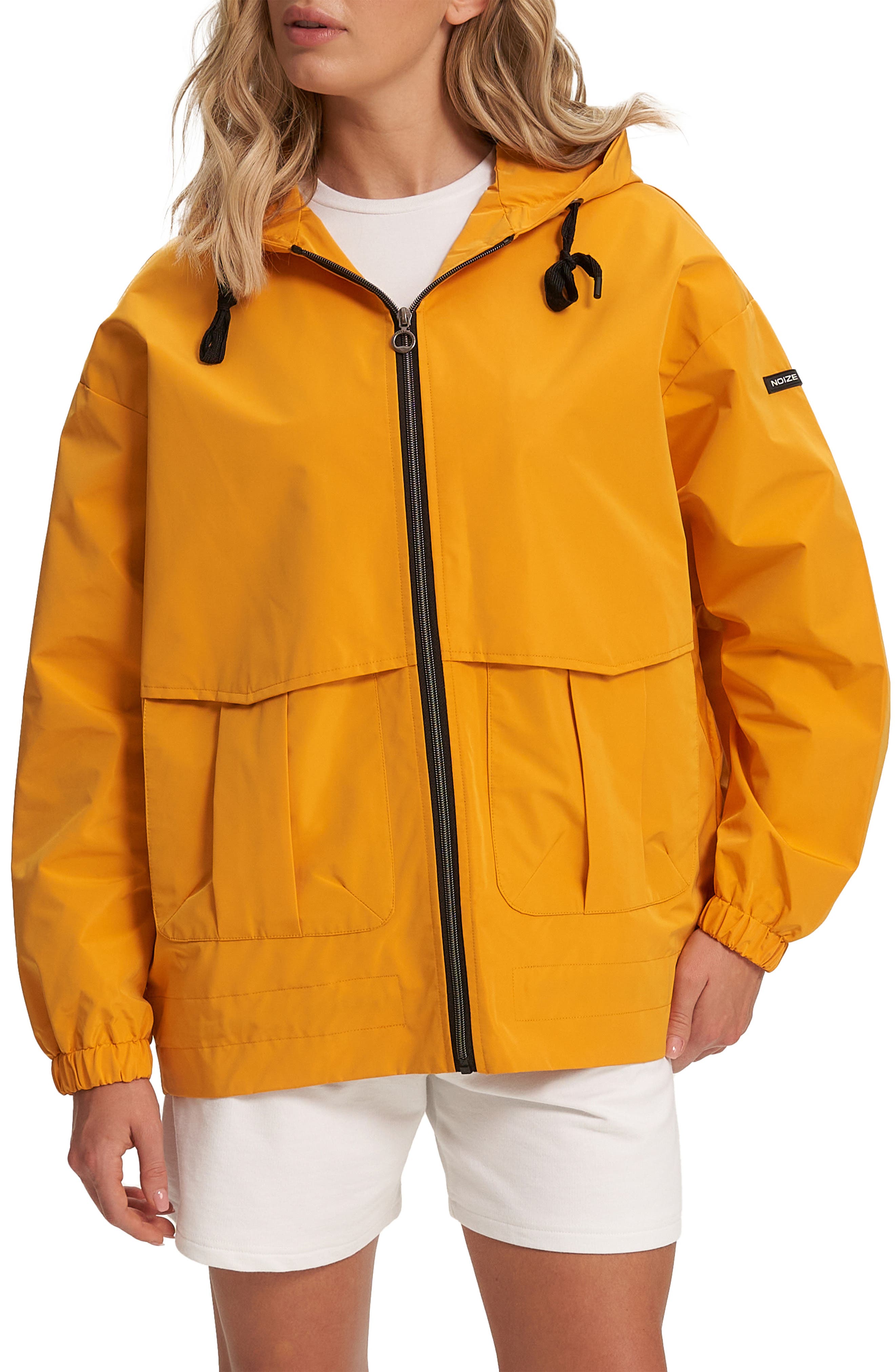 womens orange raincoat