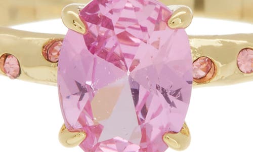 Shop Covet Pink Oval Cz Ring In Pink/gold