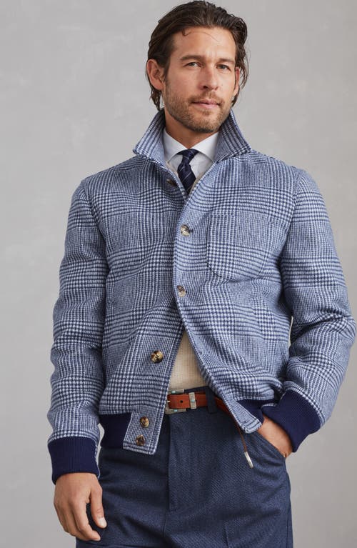 Shop Brunello Cucinelli Shirt-style Bomber Jacket In Indigo