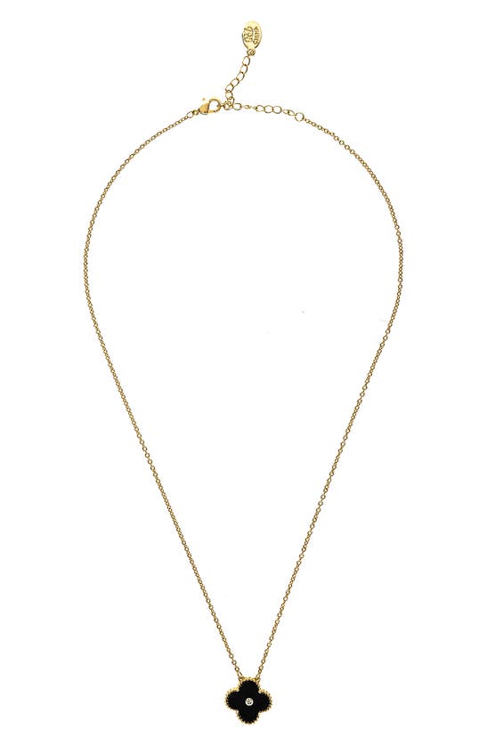 Shop Rivka Friedman Onyx Cz Clover Pendant Necklace