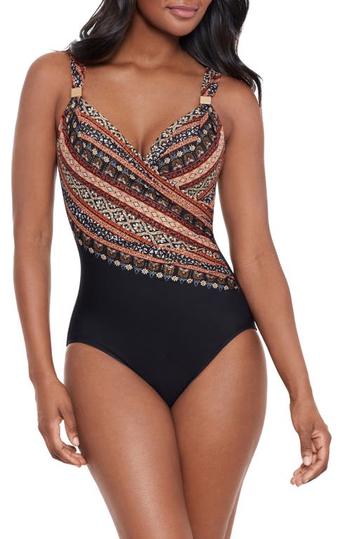 Miraclesuit Zwina Siren One-Piece Swimsuit in Black/Multi at Nordstrom, Size 16