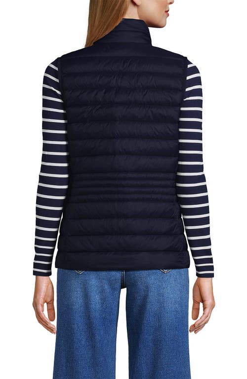 Shop Lands' End Wanderweight Packable Ultralight Down Vest In Deep Sea Navy