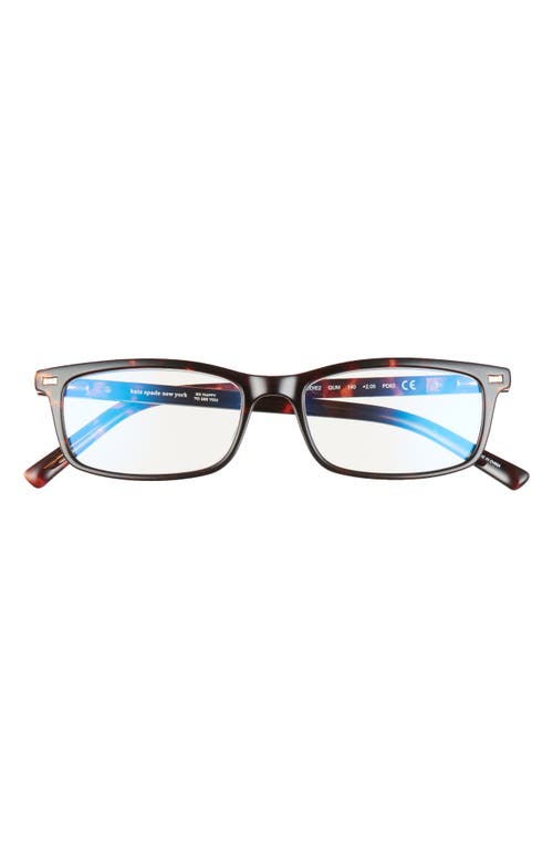 Kate Spade Jodie 50mm Rectangular Reading Glasses In Dark Havana Gold/clear Blue