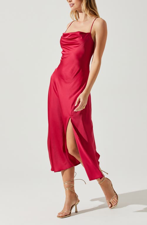 Shop Astr The Label Gaia Cowl Neck Satin Dress In Red