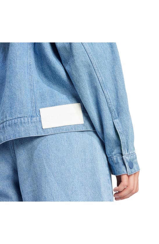Shop Adidas Originals X Kseniaschnaider 3-stripe Denim Jacket In Light Denim