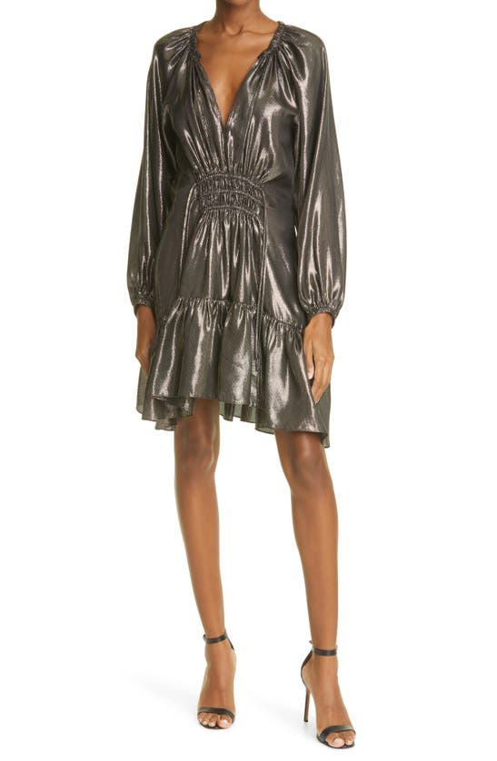 A.l.c Suri Long Sleeve Minidress In Black/ Gold/ Silver | ModeSens