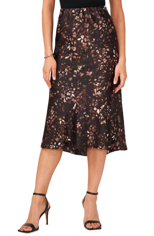 halogen(r) Moody Bloom Midi Skirt in Rich Black Multi