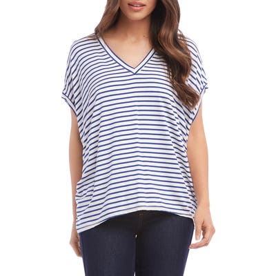 Karen Kane Stripe High/low Top, Blue
