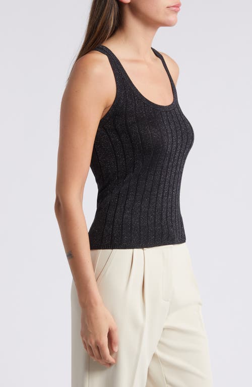 Shop Mango Metallic Rib Sweater Tank In Black