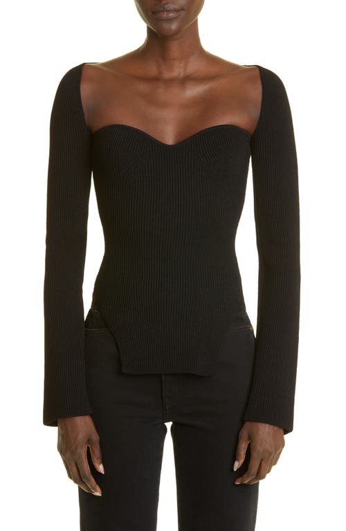 Khaite Maddy Ribbed Bustier Sweater in Black