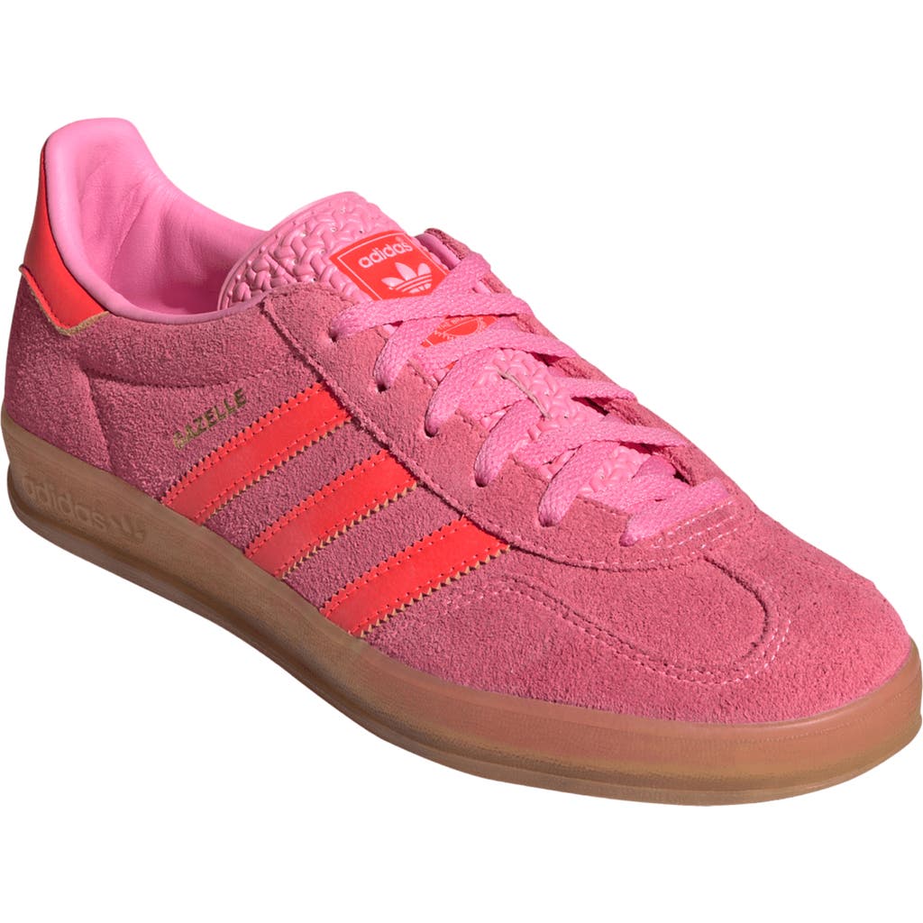 Adidas Originals Adidas Gazelle Indoor Sneaker In Beam Pink/solar Red/gum 3
