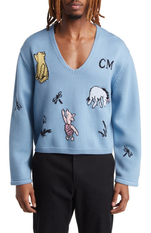 x Disney Winnie the Pooh Intarsia Merino Wool Sweater in Blue